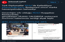 Diplomatın şehit olduğu restoran Bakanlığa şikayet edildi