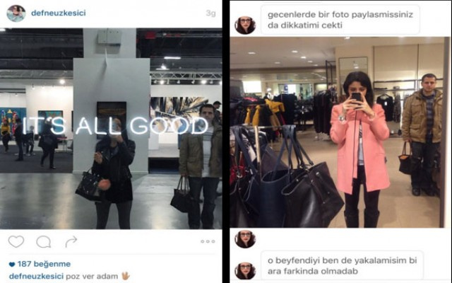 Ayna selfielerinde beliren çantalı adama sosyal medyadan 19 monte
