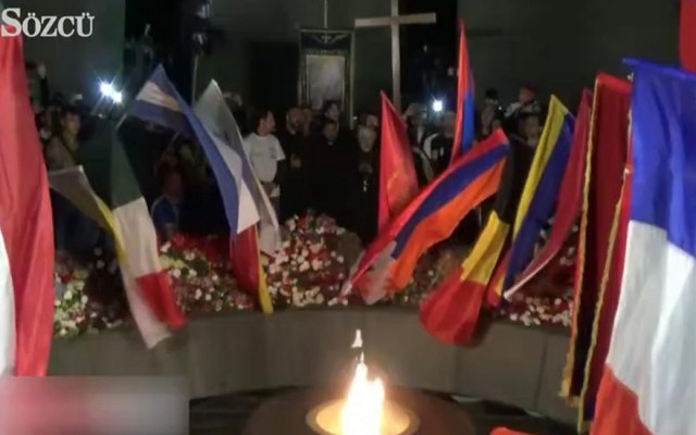 Ermenistan’daki törende Türk bayrağı yakıldı