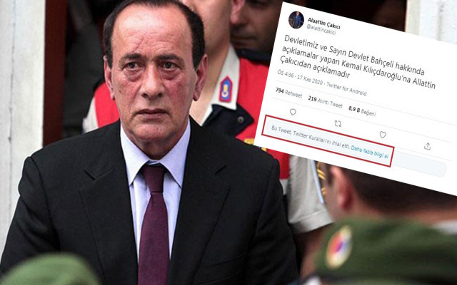 Twitter, Çakıcı'nın Kılıçdaroğlu'na tehdidini sildi
