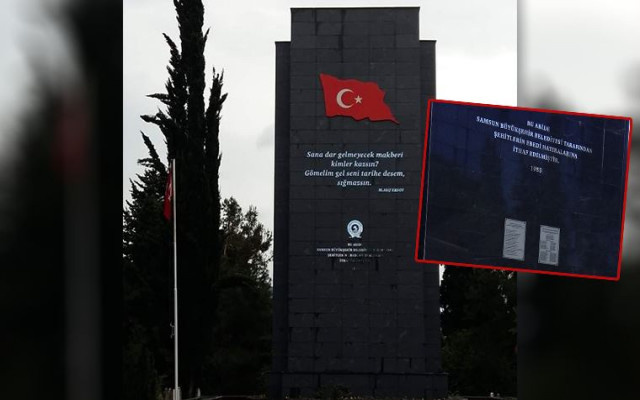 Samsun'da Şehitlik Anıtı'ndan Atatürk’ün adı çıkarıldı
