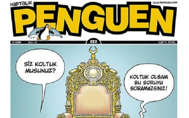 Penguen'den altın varaklı koltuk kapağı