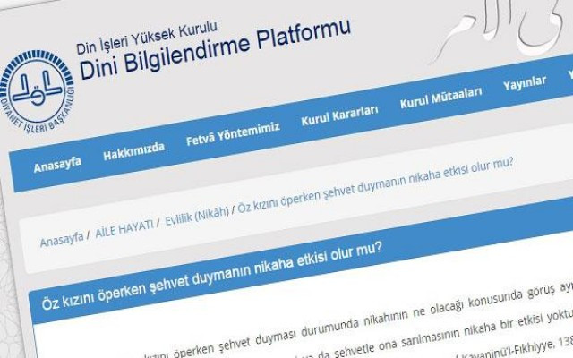 Diyanet ensest fetvasını sitesinden kaldırdı