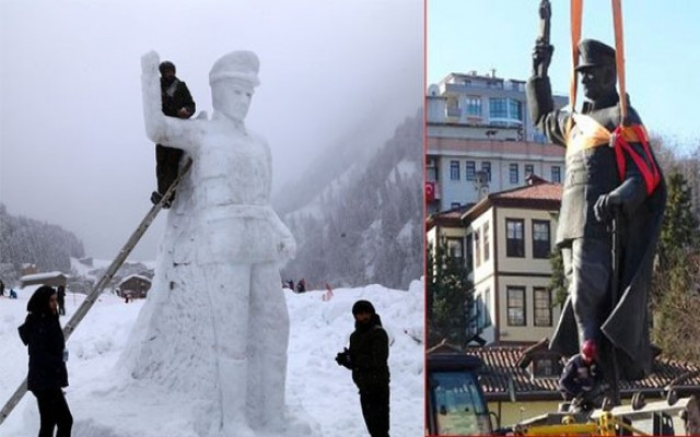 Rizeliler Atatürk'ün heykelini unutmadı