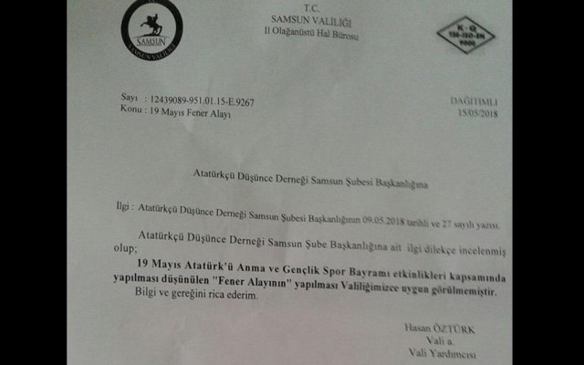 Valilikten şaşırtan19 Mayıs yasağı