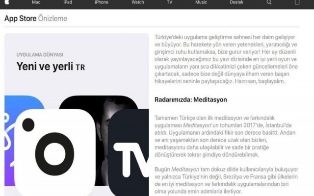 App Store’da Türkiye’ye özel bölüm