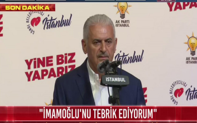 Binali Yıldırım seçimi kazanan İmamoğlu'nu tebrik etti