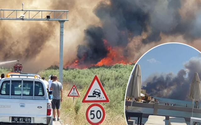 Edremit sahili alev alev yanıyor
