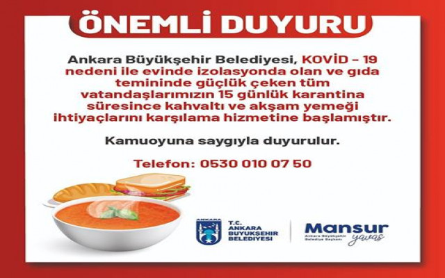 Mansur Yavaş'tan karantinadaki vatandaşlara hizmet