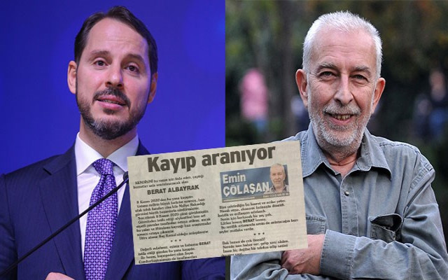 Çölaşan, Berat Albayrak için kayıp ilanı verdi