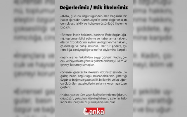 ANKA AJANSI Meslek İlkelerini Açıkladı
